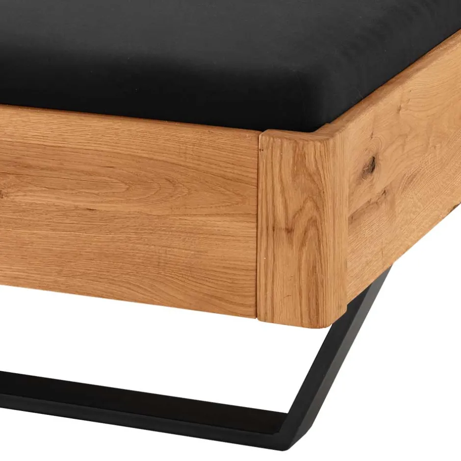 Wildeiche Bett mit Metallkufen in Schwarzgrau - Tomya^Wohnen Online