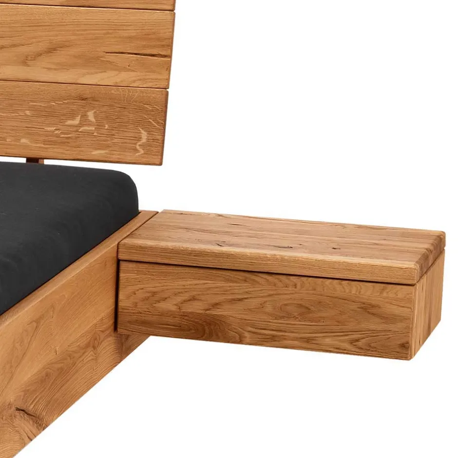 Wildeiche Bett mit Metallkufen in Schwarzgrau - Tomya^Wohnen Online