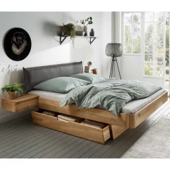 Wohnen Wildeiche Bett mit Schubkasten Set - Zennian (dreiteilig)