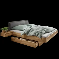 Wohnen Wildeiche Bett mit Schubkasten Set - Zennian (dreiteilig)