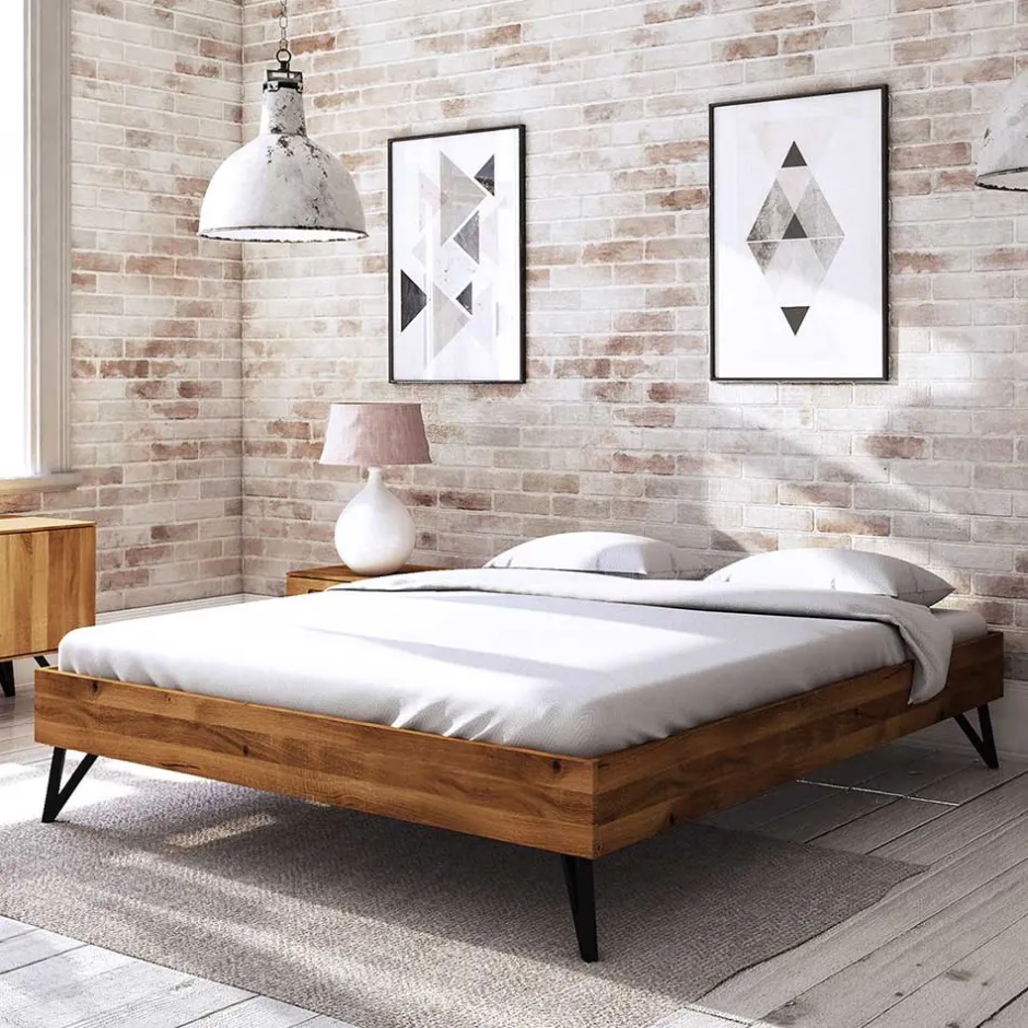 Wildeiche Bett ohne Kopfteil 210cm lang - Mandirov^Wohnen Hot