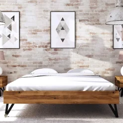 Wildeiche Bett ohne Kopfteil 210cm lang - Mandirov^Wohnen Hot