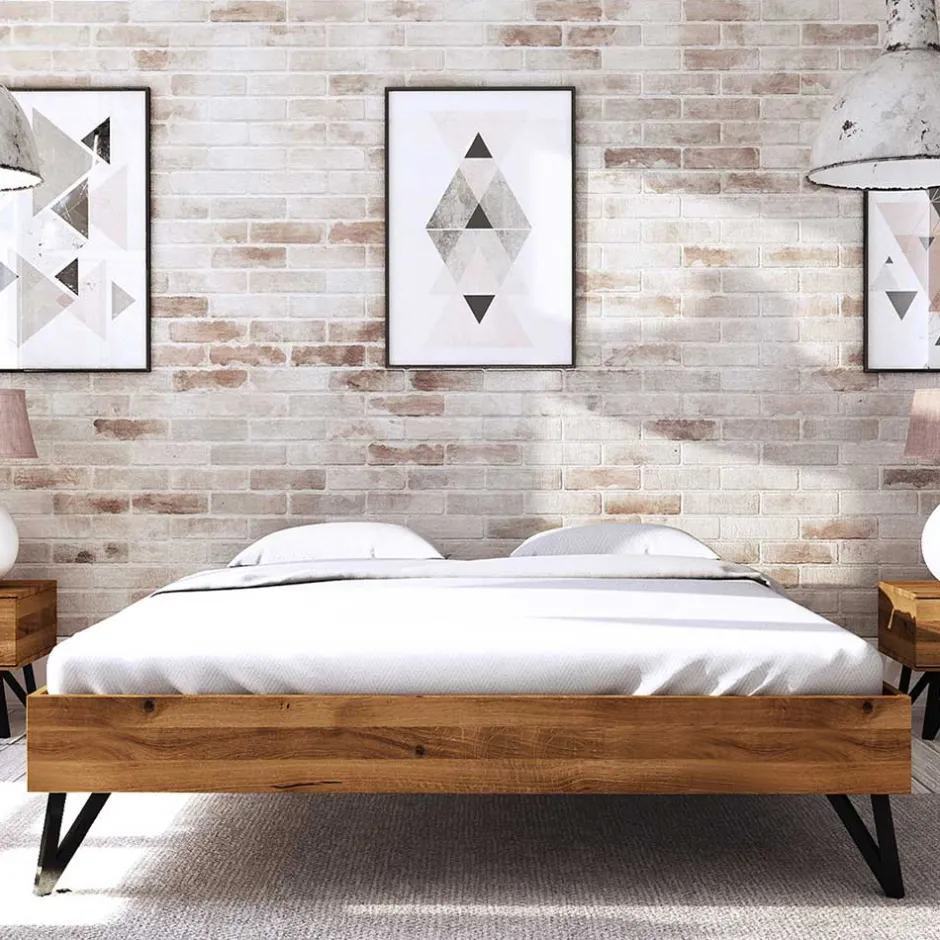 Wildeiche Bett ohne Kopfteil 210cm lang - Mandirov^Wohnen Hot