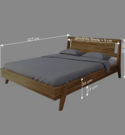 Wohnen Wildeiche Bettgestell mit Überlänge 210 cm - Hardus (dreiteilig)