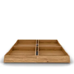 Wildeiche Bettgestell mit Holzkopfteil - Lugos^Wohnen