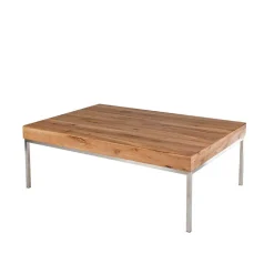 Wohnen Wildeiche Couchtisch Silvia mit Stahlgestell in Edelstahl Optik