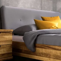Wohnen Wildeiche Designerbett mit Polsterkopfteil - Casarius