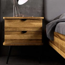 Wohnen Wildeiche Designerbett mit Polsterkopfteil - Casarius