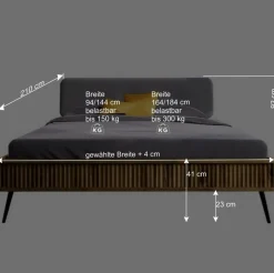 Wohnen Wildeiche Designerbett mit Polsterkopfteil - Casarius