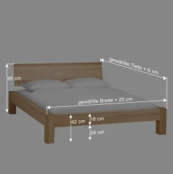 Wohnen Wildeiche Doppelbett Amando in Honigfarben geölt