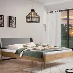 Wohnen Wildeiche Doppelbett mit Kunstleder Kopfteil - Lucyanco