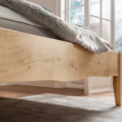 Wildeiche Doppelbett mit Holzkopfteil - Adeira^Wohnen Best