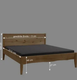 Wildeiche Doppelbett mit Holzkopfteil - Adeira^Wohnen Best