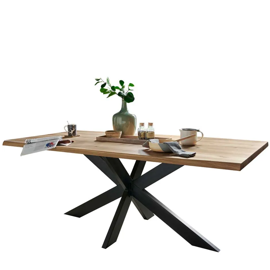 Wohnen Wildeiche Esstisch in Bootsform - Baly