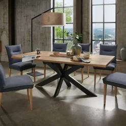 Wohnen Wildeiche Esstisch in Bootsform - Baly