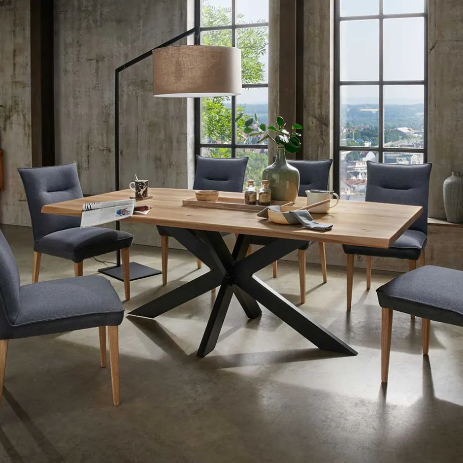 Wohnen Wildeiche Esstisch in Bootsform - Baly