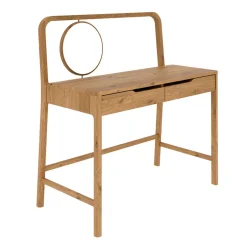 Wohnen Wildeiche Frisiertisch mit rundem Spiegel - Laida