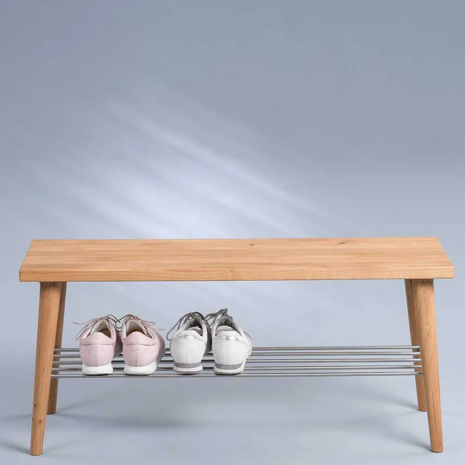 Wildeiche Garderobenbank 90x40x30 cm - Fancys^Wohnen Clearance