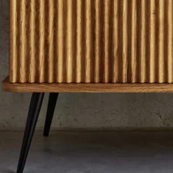 Wohnen Wildeiche Highboard mit Glastüren & Holztüren - Casarius