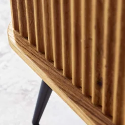 Wohnen Wildeiche Highboard mit Glastüren & Holztüren - Casarius