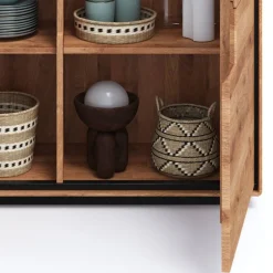 Wildeiche Highboard mit Glas Einsatz - Shipper^Wohnen Discount