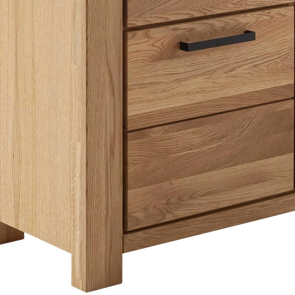 Wohnen Wildeiche Highboard Vitrine teilmassiv - Sophia