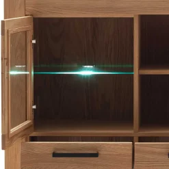 Wohnen Wildeiche Highboard Vitrine teilmassiv - Sophia