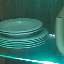 Wohnen Wildeiche Highboard Vitrine teilmassiv - Sophia