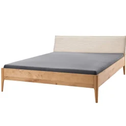 Wohnen Wildeiche Holzbett mit Cord-Kopfteil - Babahira