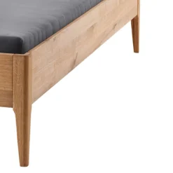 Wohnen Wildeiche Holzbett mit Cord-Kopfteil - Babahira