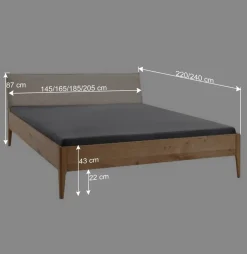Wohnen Wildeiche Holzbett mit Cord-Kopfteil - Babahira