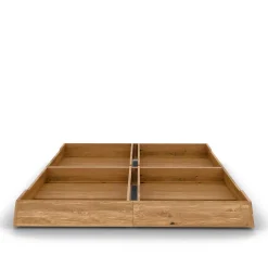 Wohnen Wildeiche Holzbett mit Polsterkopfteil in Beige - Favorite