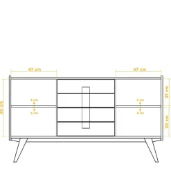 Wildeiche Holz-Sideboard 160 cm breit - Hardus^Wohnen Discount