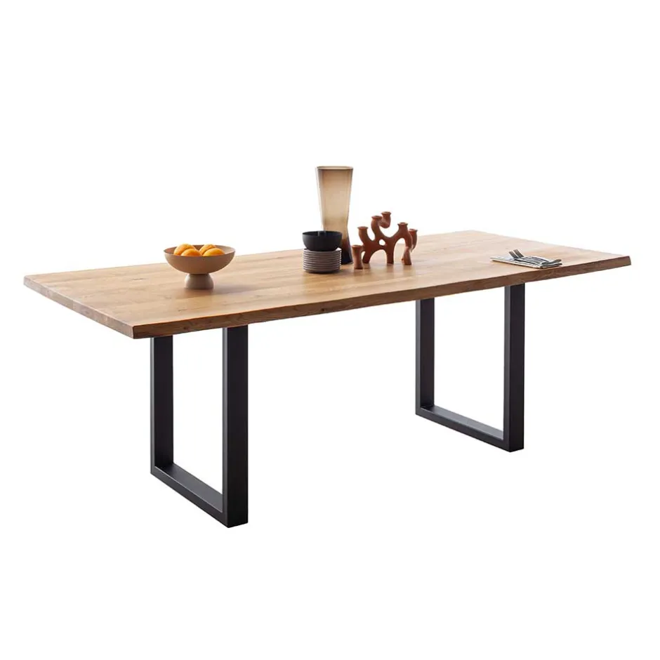 Wohnen Wildeiche Küchentisch mit Baumkanten - Racallo