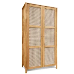 Wildeiche Kleiderschrank mit Wiener Geflecht - Ambrosso^Wohnen Discount