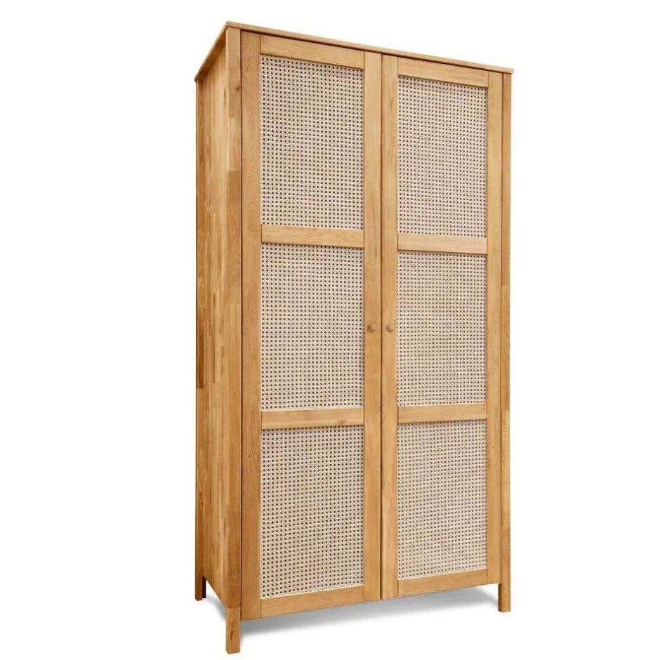 Wildeiche Kleiderschrank mit Wiener Geflecht - Ambrosso^Wohnen Discount