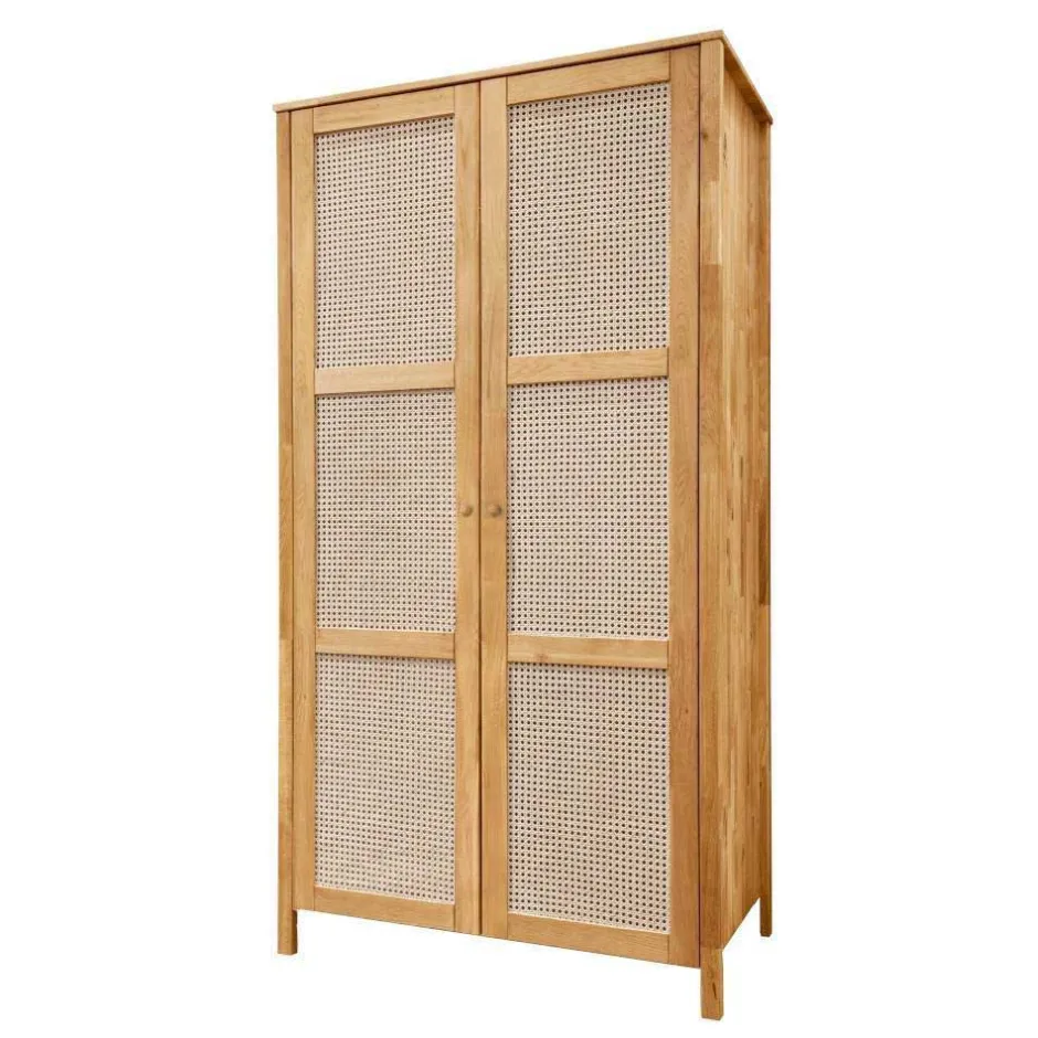 Wildeiche Kleiderschrank mit Wiener Geflecht - Ambrosso^Wohnen Discount