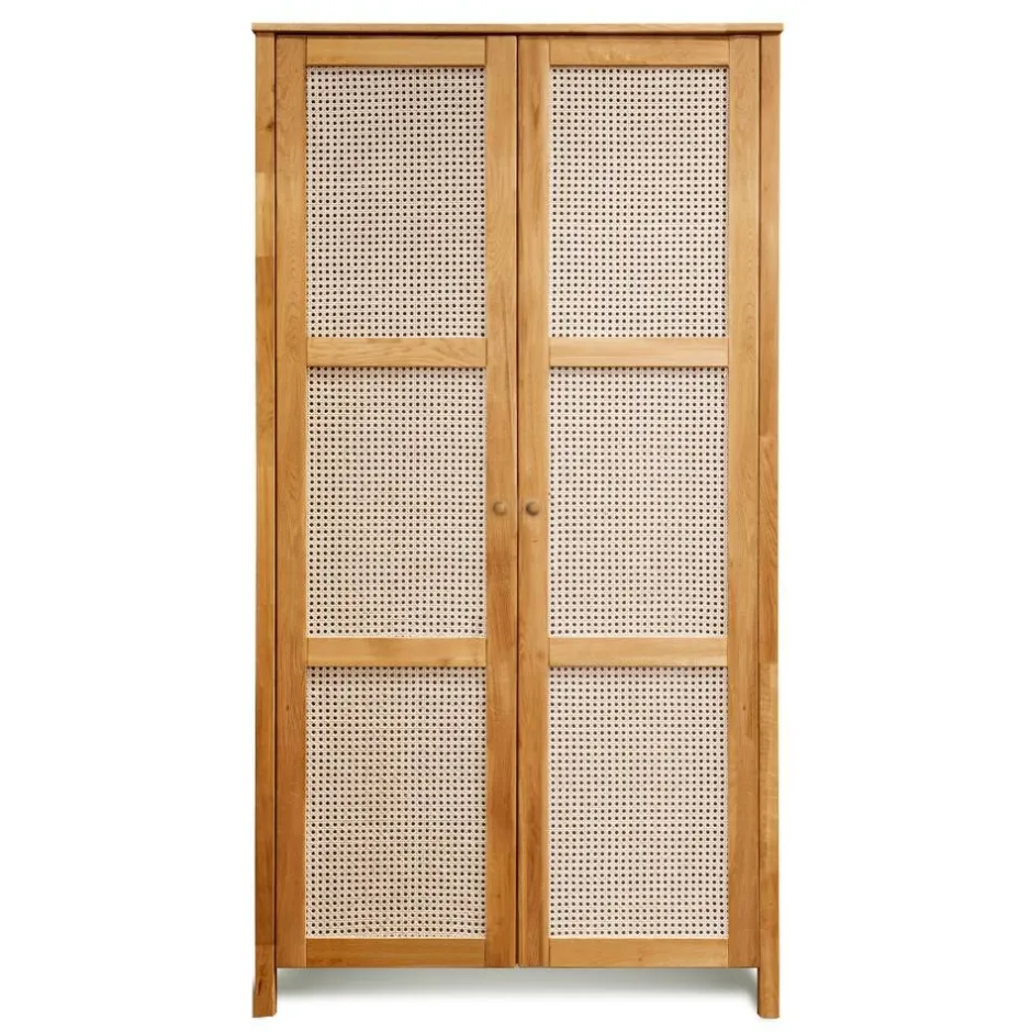 Wildeiche Kleiderschrank mit Wiener Geflecht - Ambrosso^Wohnen Discount