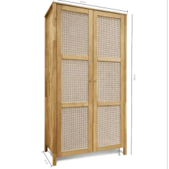 Wildeiche Kleiderschrank mit Wiener Geflecht - Ambrosso^Wohnen Discount