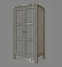 Wildeiche Kleiderschrank mit Wiener Geflecht - Ambrosso^Wohnen Discount