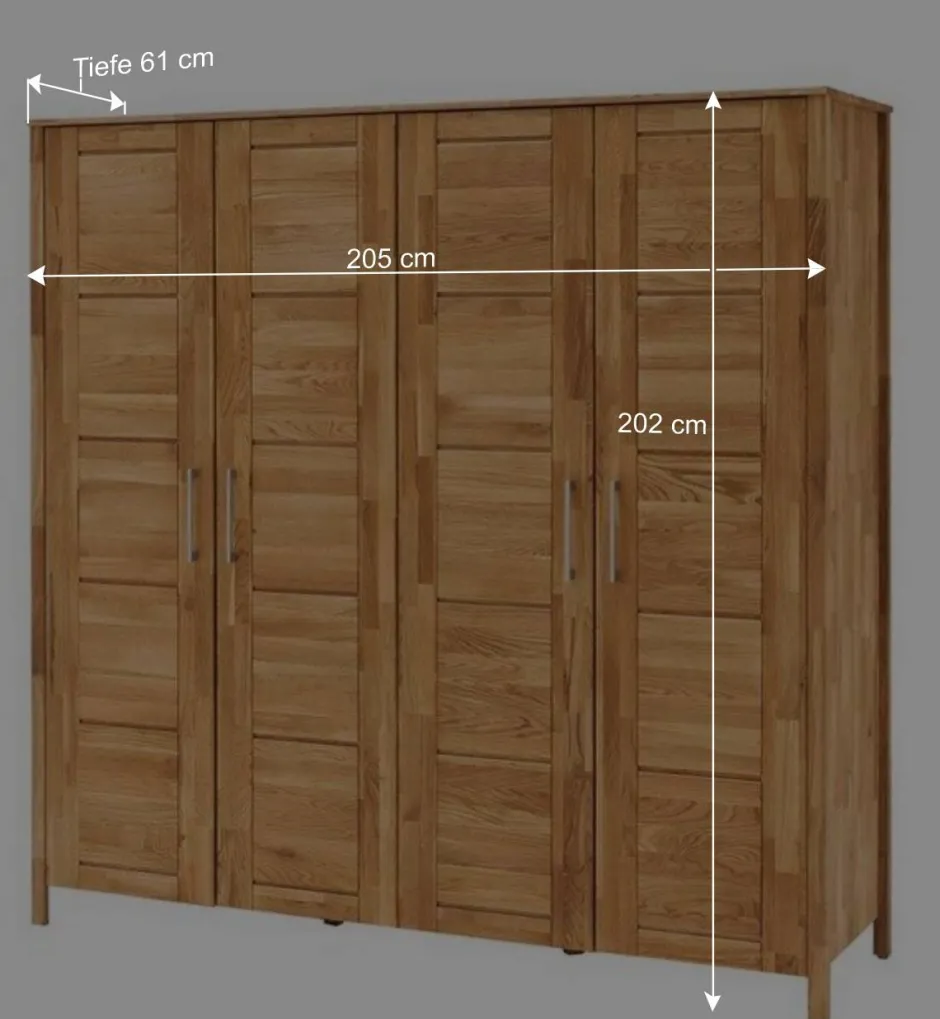 Wildeiche Kleiderschrank mit Ausstattung - Memba I^Wohnen Discount