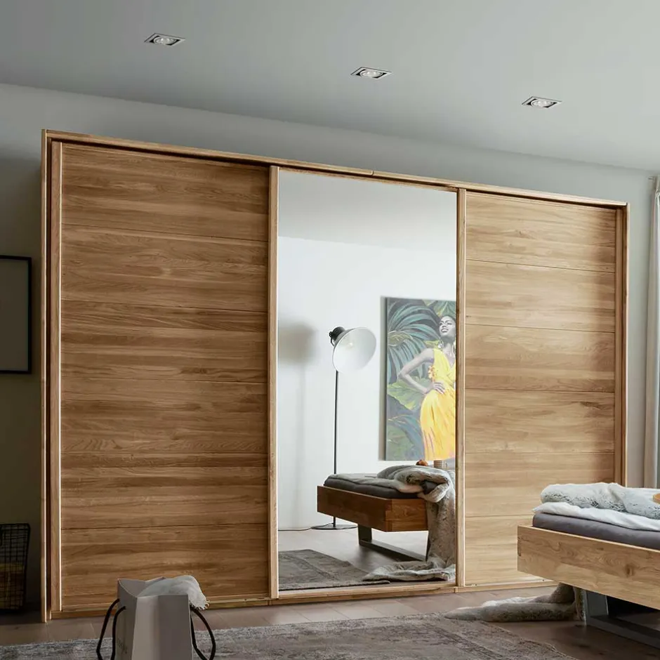 Wildeiche Kleiderschrank mit 3 Schwebetüren - Divnoi^Wohnen New
