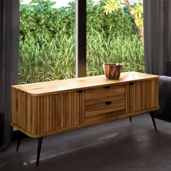 Wohnen Wildeiche Lowboard mit Metall - Casarius