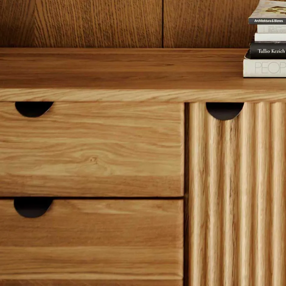 Wohnen Wildeiche Lowboard mit Metall - Casarius