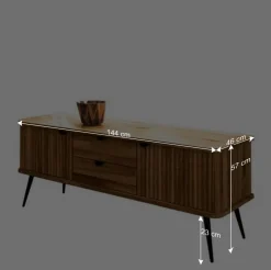 Wohnen Wildeiche Lowboard mit Metall - Casarius