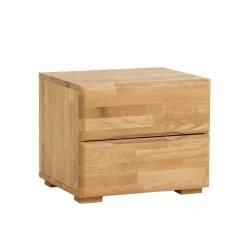 Wohnen Wildeiche Nachtschrank Spika mit zwei Schubladen