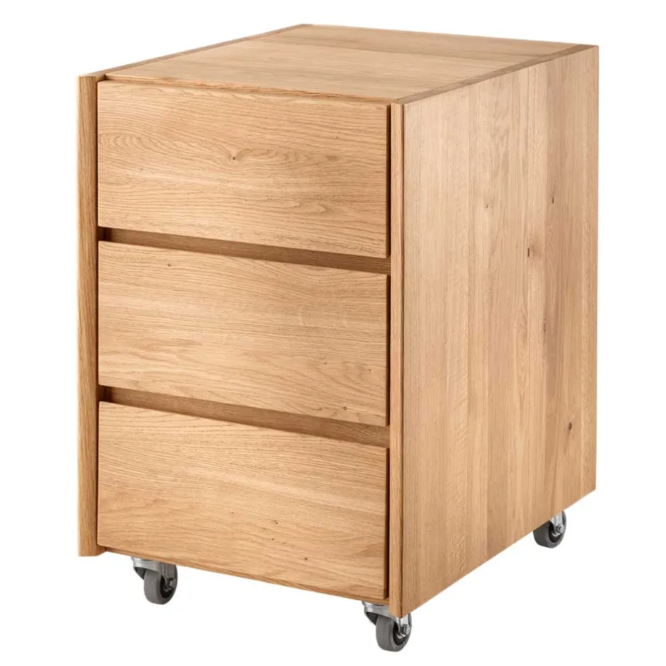 Wohnen Wildeiche Rollcontainer aus Massivholz - Melanie