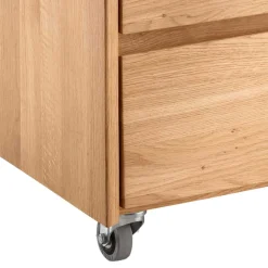 Wohnen Wildeiche Rollcontainer aus Massivholz - Melanie