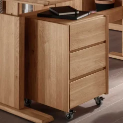Wohnen Wildeiche Rollcontainer aus Massivholz - Melanie