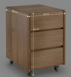 Wohnen Wildeiche Rollcontainer aus Massivholz - Melanie